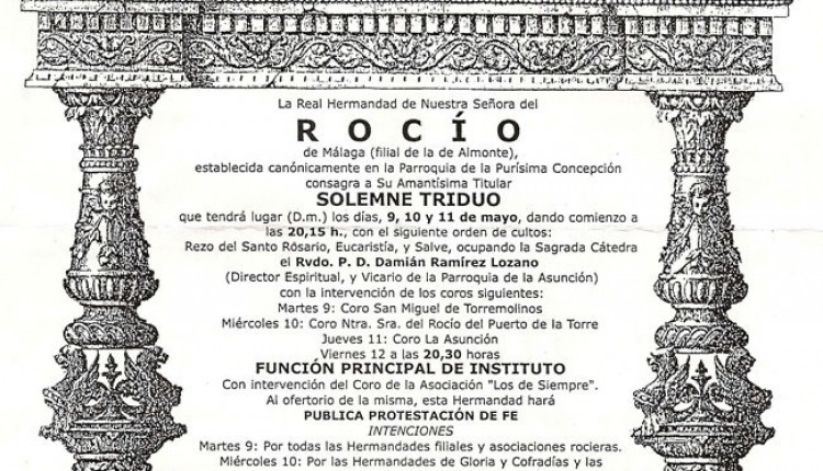 Cultos de la Hermandad de Málaga