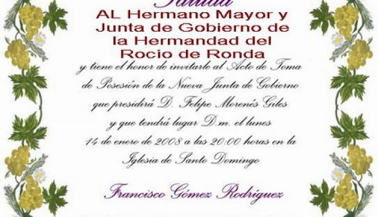 Acto de Toma de Posesión de la nueva Junta de la Hermandad de Jerez