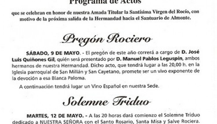 Real e Ilustre Hermandad de Ntra. Sra. del Rocío de Madrid – Romería 2009