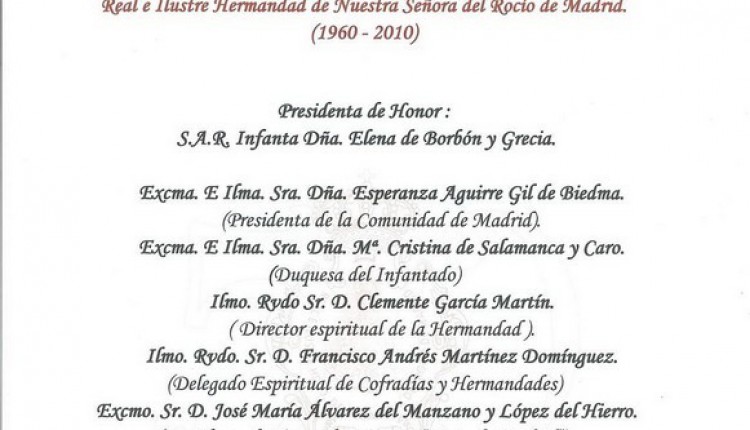 El Coro rociero de la Hermandad de Ntra.Sra.del Rocío de Madrid cantará El Rosario de la próxima Romería de 2010
