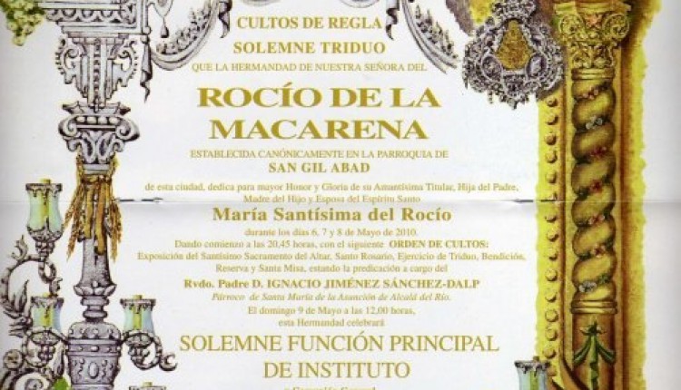 Hermandad de Ntra. Sra. del Rocío de Sevilla-Macarena – Solemne Triduo