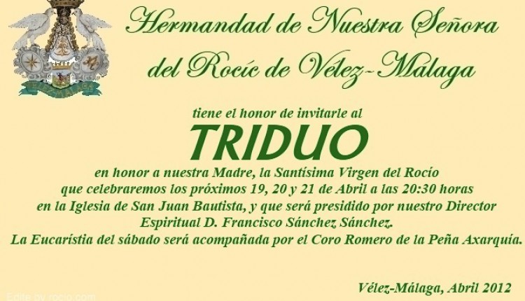 Hermandad de Vélez Málaga – Triduo