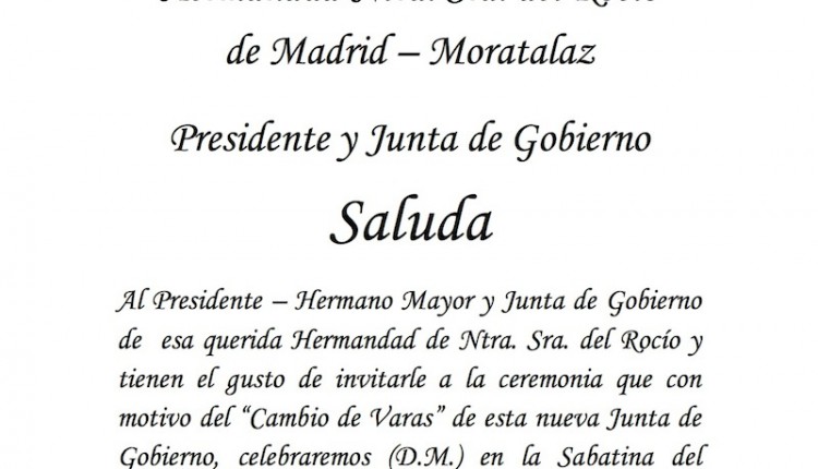 Hermandad de Moratalaz – cambio de Varas