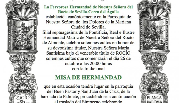Misa Solemne y Rosario Público en la Fervorosa Hermandad del Rocío del Cerro.