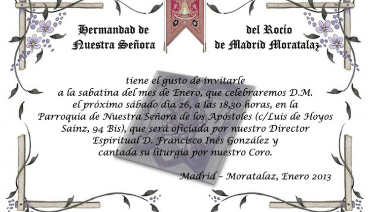 Hermandad de Madrid – Sabatina y Cena de convivencia