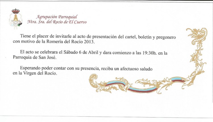 Agrupación Parroquial de El Cuervo – Presentacion del Cartel, Boletin y Pregonero