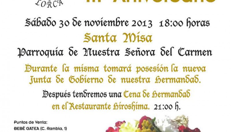 Futura Hermandad de Lorca (Murcia) – Velada III Aniversario