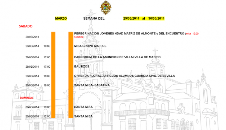 AGENDA ROCIERA del 25 de marzo al 1 de abril