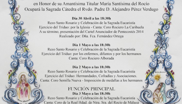Triduo en Honor a María Santísima del Rocío, Pregón de Pentecostés y Salida de la Asociación Parroquial Ntra. Sra. del Rocío de Torremolinos