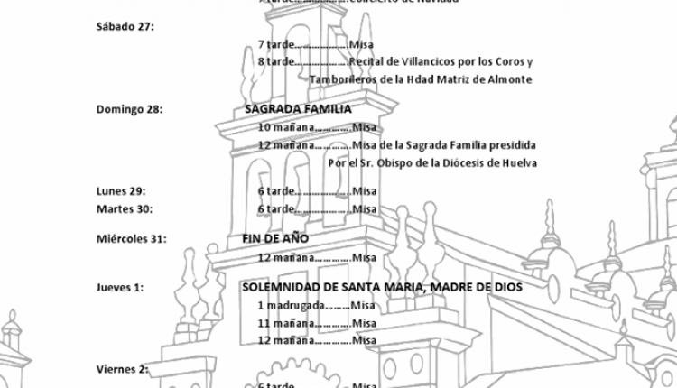 Horarios de celebraciones en el Santuario del Rocío para la Navidad 2014