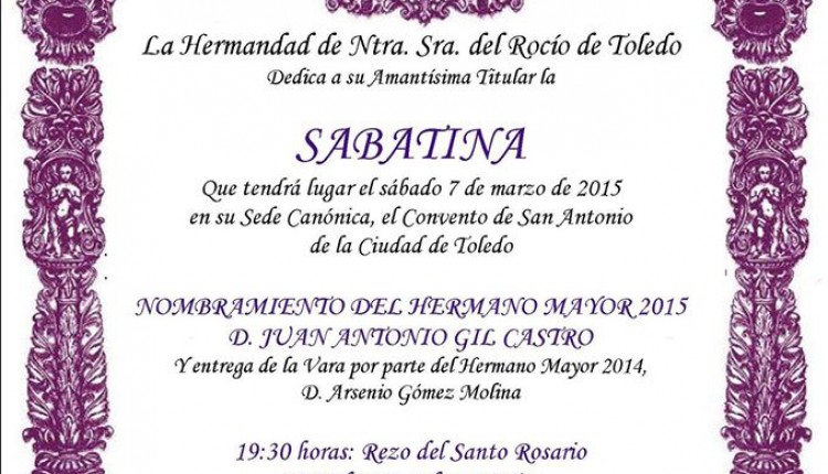 Hermandad de Toledo – Sabatina y entrega vara al nuevo Hermano Mayor