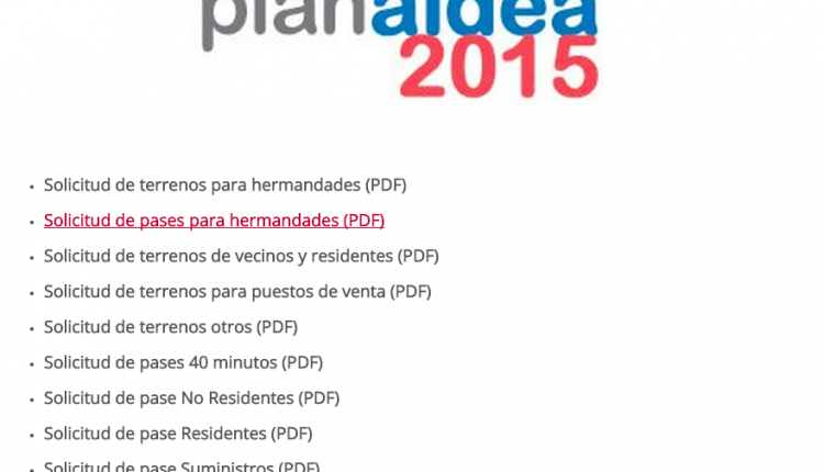 Plan Aldea 2015 – Solicitud de terrenos y Pases de vehículos