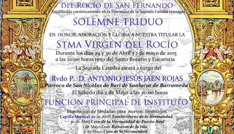 Hermandad de San Fernando – Solemne Triduo y Pregón a cargo de Faustino Rejo Palomo