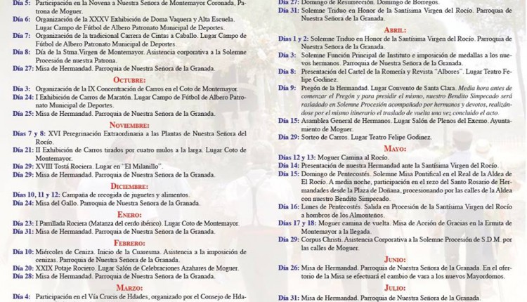 Hermandad de Moguer – Agenda de cultos y actos para el 2015-16