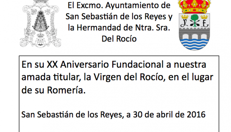 Hermandad de San Sebastián de los Reyes – Colocación de placa conmemorativa XX Aniversario Fundacional