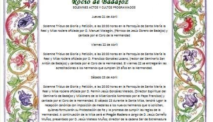 Hermandad de Badajoz – Solemne Triduo 2016