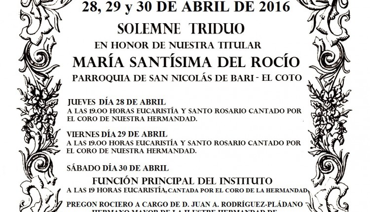 Hermandad de Gijón – Solemne Triduo y Pregón a cargo de Jua A. Rodríguez-Pládano