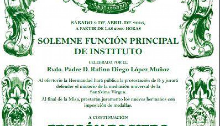 Hermandad de Escacena – Pregón Rociero a cargo de Gabriel Solís Carvajal