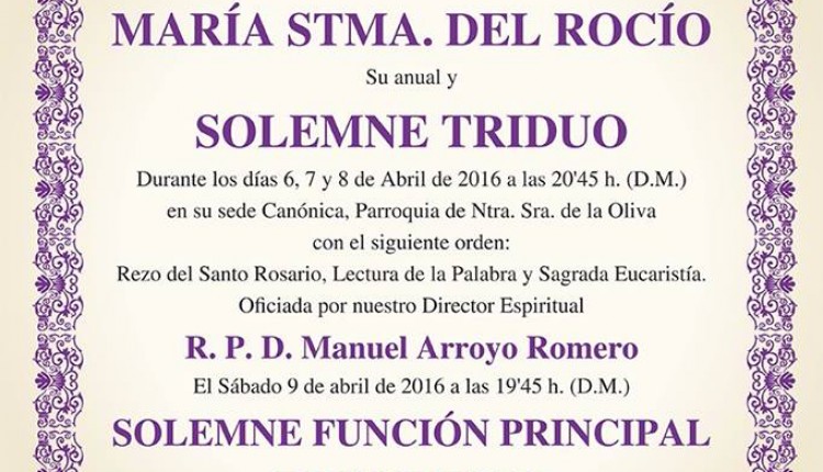 Hermandad de Lebrija – Solemne Triduo