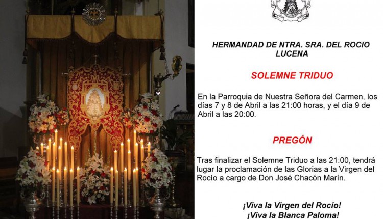 Hermandad de Lucena – Solemne Triduo y Pregón
