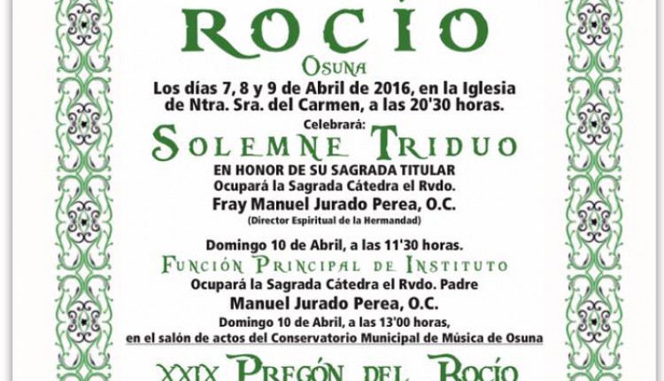 Hermandad de Osuna – Solemnes cultos Rocío 2016