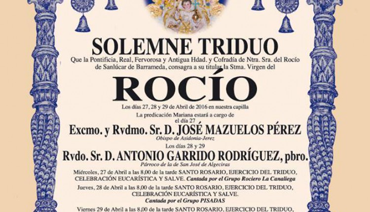 Hermandad de Sanlúcar de Barrameda – Solemne Triduo Rocío 2016