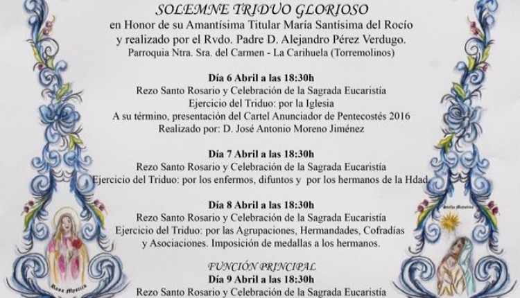 Hermandad de Torremolinos – Solemne Triduo y Pregón a cargo de Dña. Joséfina Toca Bernal