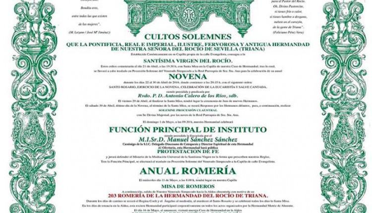 Hermandad de Triana – Solemnes Cultos Romería del Rocío 2016