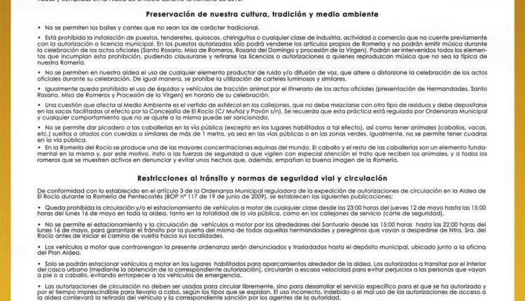 Bando Municipal del Ayuntamiento de Almonte con motivo de la Romería del Rocío 2016