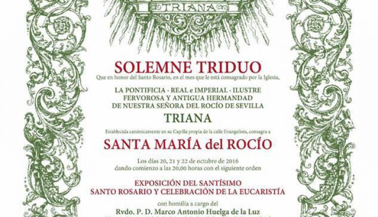 Hermandad de Triana – Solemne Triduo con motivo de su Peregrinación Extraordinaria