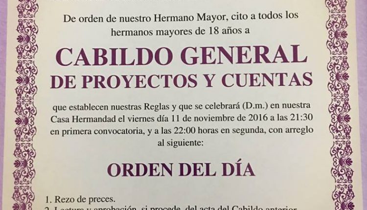 Hermandad de Lebrija – Cabildo General de Proyectos y Cuentas