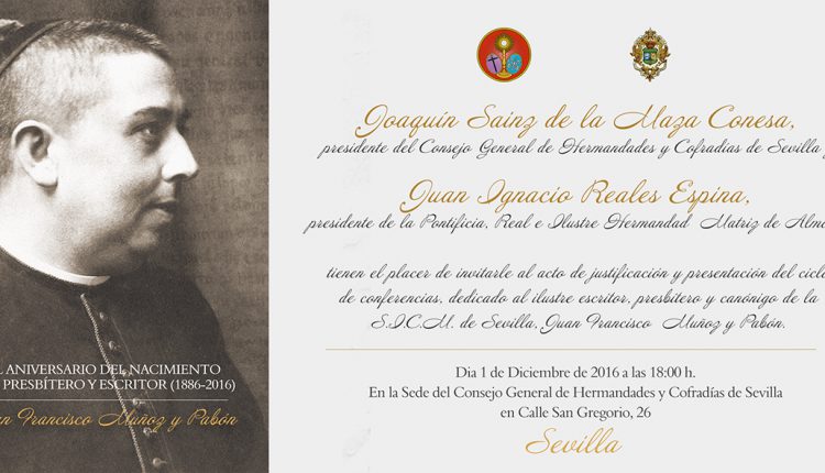 Programa de conferencias por el 150 aniversario del nacimiento del presbítero y escritor hinojero, Juan Francisco Muñoz y Pabón