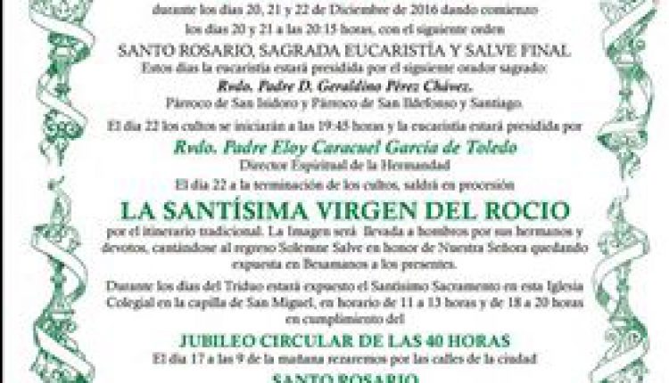 Hermandad de Sevilla El Salvador – Solemne Triduo
