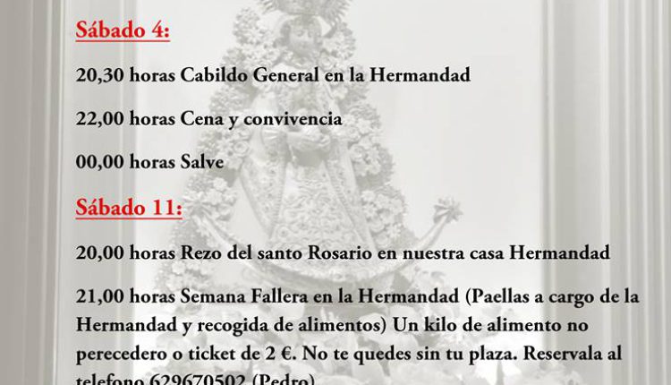 Hermandad de Valencia – Actividades del mes de marzo 2017