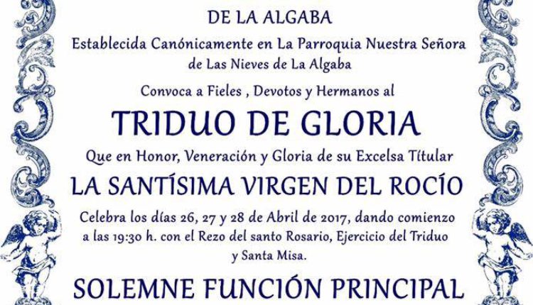Hermandad de La Algaba – Solemne Triduo