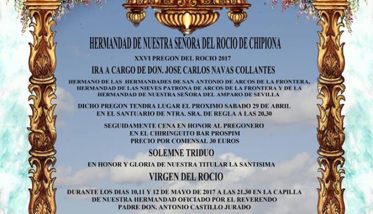 Hermandad de Chipiona – Solemne Triduo y XXVI Pregón Rociero