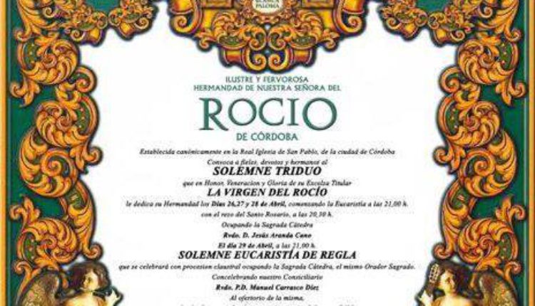 Hermandad de Córdoba – Solemne Triduo y Eucaristía de Regla