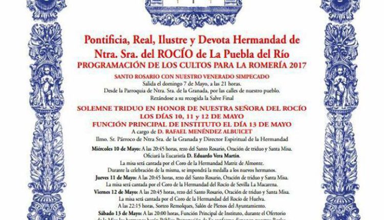 Hermandad de La Puebla – Solemne Triduo y LXXXII Pregón Rociero a cargo de D. Buenaventura Ruiz Sobrino