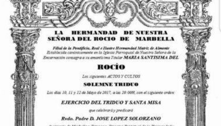 Hermandad de Marbella – Solemne Triduo 2017 y XXXIII Pregón Rociero