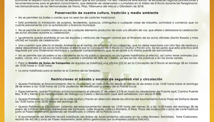 Bando peregrinaciones extraordinarias de las hermandades de Triana, Pilas, Villanueva del Ariscal y Gibraleón de 2018 imagen bando 2018