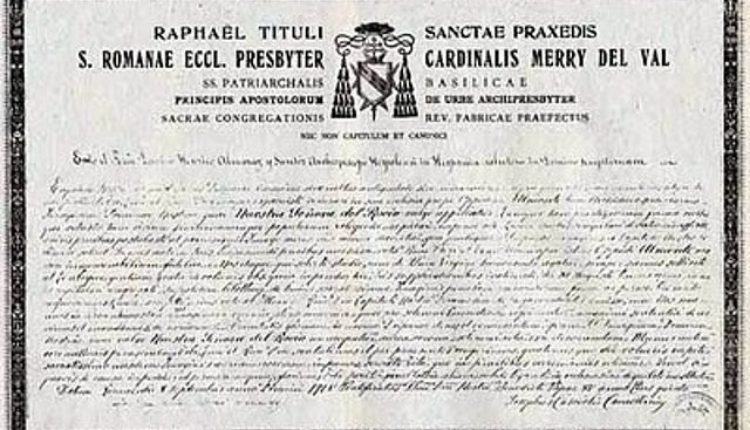 Rescripto de la Coronación canónica de la Virgen del Rocío