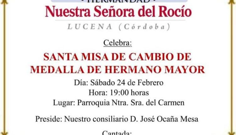 Hermandad de Lucena de Córdoba – Cambio Medalla Hermano Mayor