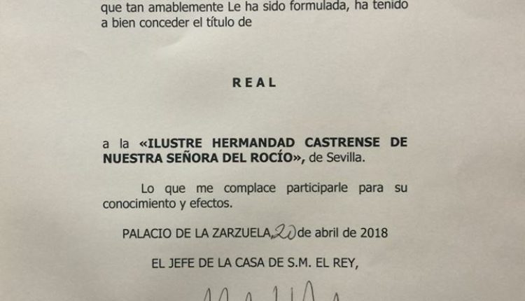 Hermandad Castrense del Rocío – La Hermandad es ya Real Hermandad