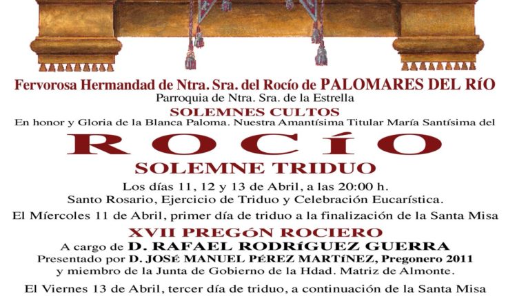 Hermandad de Palomares del Río – Solemne Triduo y Pregón a cargo de D. Rafael Rodríguez Guerra