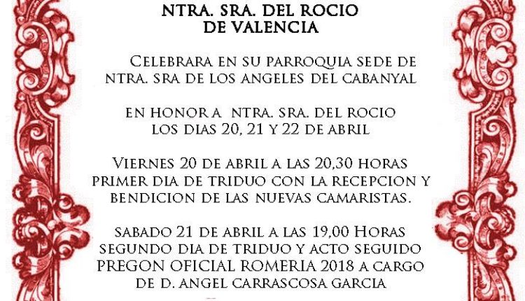 Hermandad de Valencia – Solemne Triduo 2018