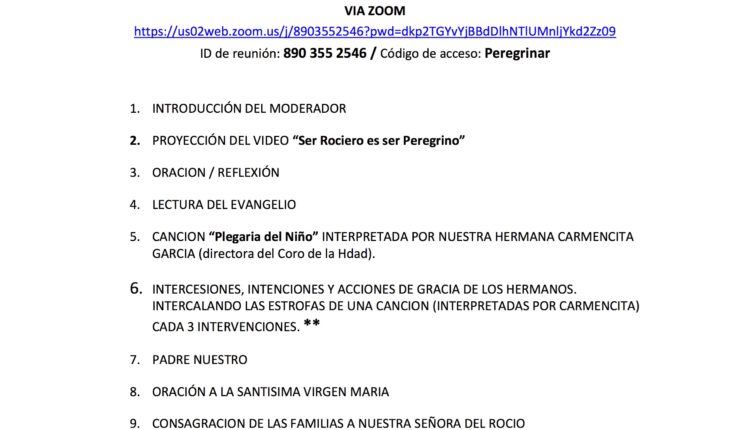 Hermandad de Bruselas – Peregrinación virtual 2020
