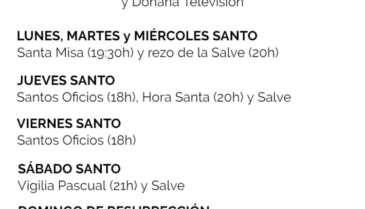 Semana Santa 2021 – Horarios de Cultos en la Parroquia de la Asunción de Almonte