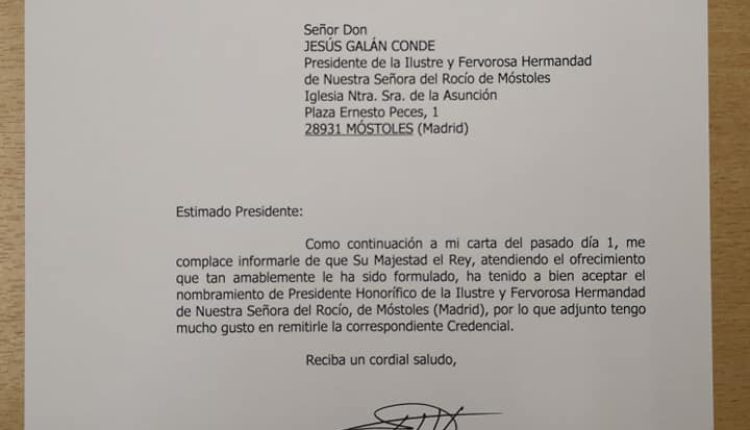 Hermandad de Móstoles – EL Rey Felipe VI Presidente Honorífico de la Hdad.