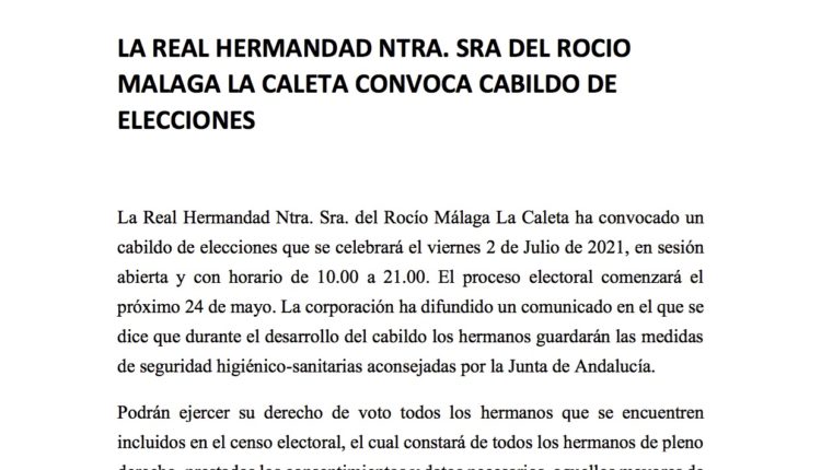 Hermandad de Málaga – La Caleta – Cabildo de Elecciones 2021