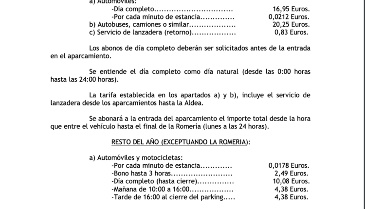 Almonte – ORDENANZA FISCAL NÚMERO 5-02 REGULADORA DEL PRECIO PÚBLICO POR VIGILANCIA DE VEHÍCULOS EN APARCAMIENTOS.-